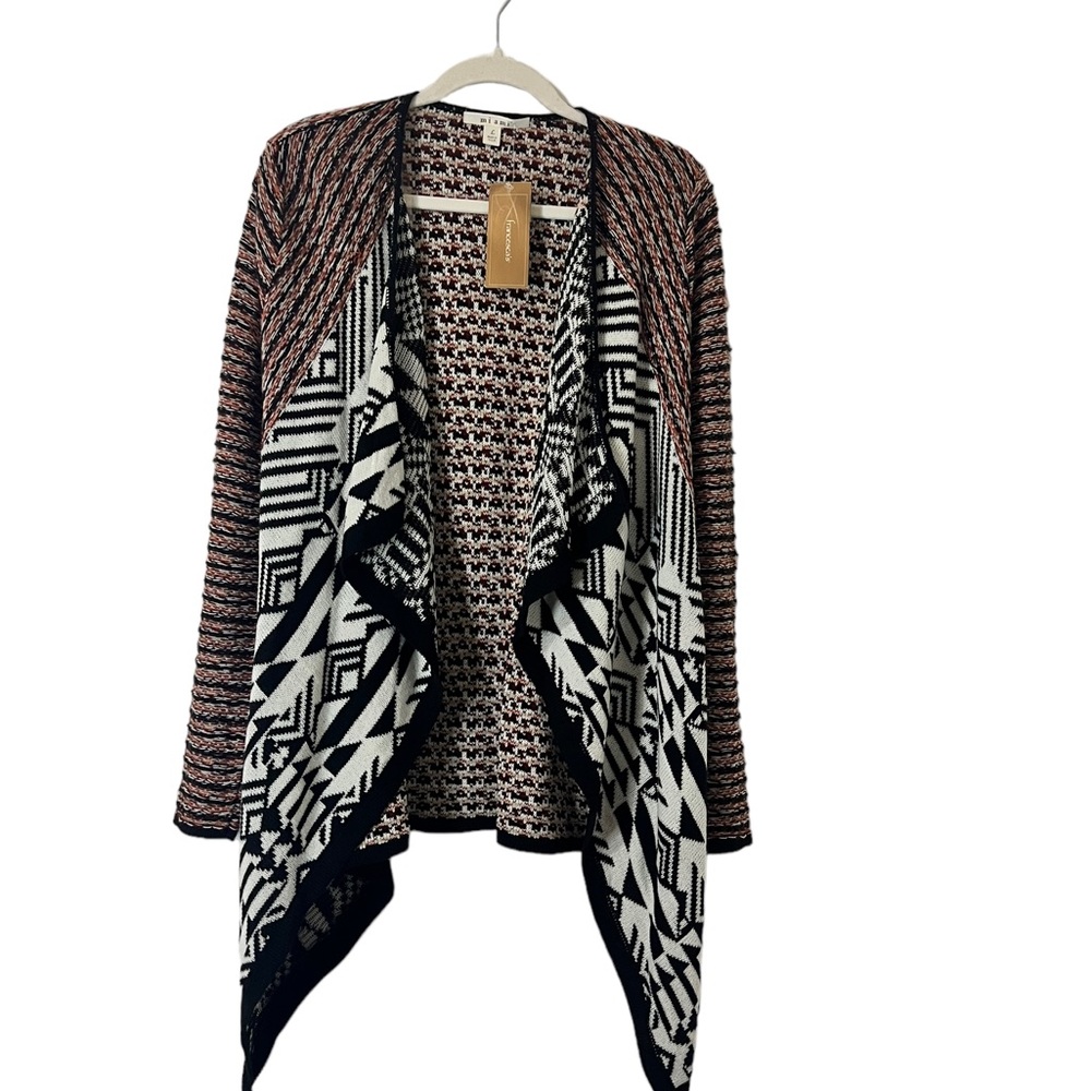 Miami brand (Francesca’s) NWT Size Large cardigan. Mixed Aztec Pattern